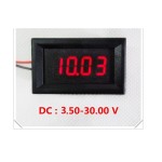 Digital Voltmeter with red LEDs, 3.5 - 30 V, black case, 4-digit and 2-wire